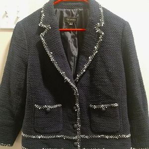 Talbots Navy cotton Tweed Blazer